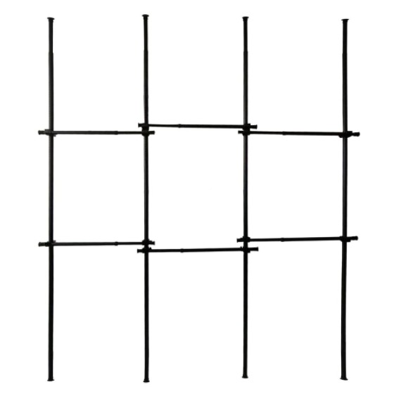 Three-section extendable black wardrobe storage rod